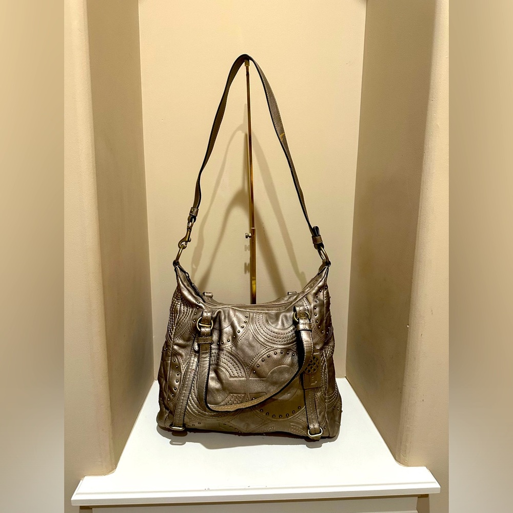 Coach Alexandra Gold Studded Leather Handbag